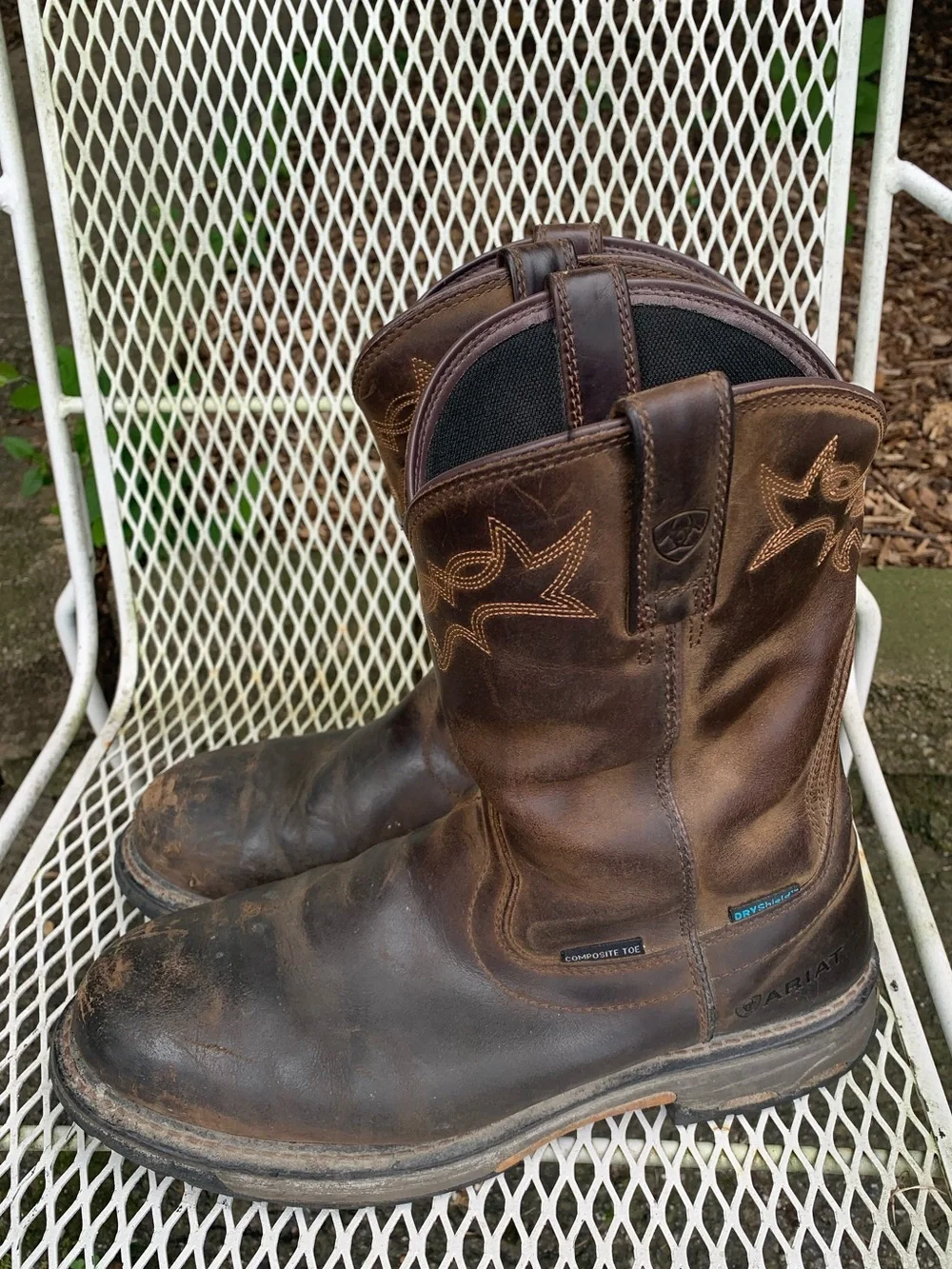 Ariat Workhog Mens Pull On Waterproof Dry Shield Composite Toe Work Boots 11 EE